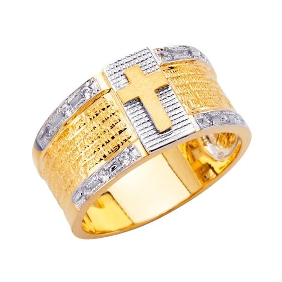 14K Yellow Gold CZ Men's Ring